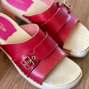 Swedish Hasbeens Preppy Slip In Red Size 9